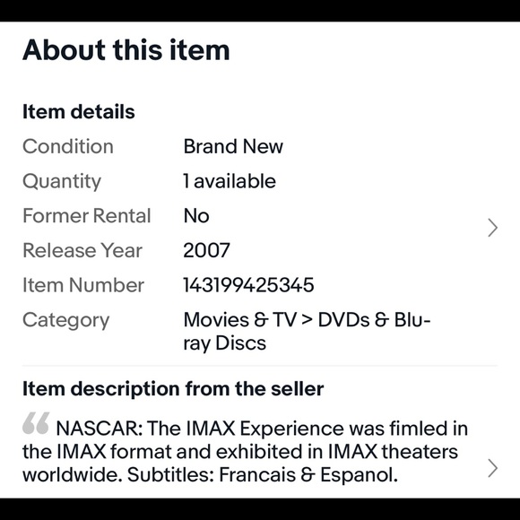 New, Sealed Imax DVD Racing: NASCAR: The Imax Experience PG 2007 48 min., Color - Picture 4 of 5